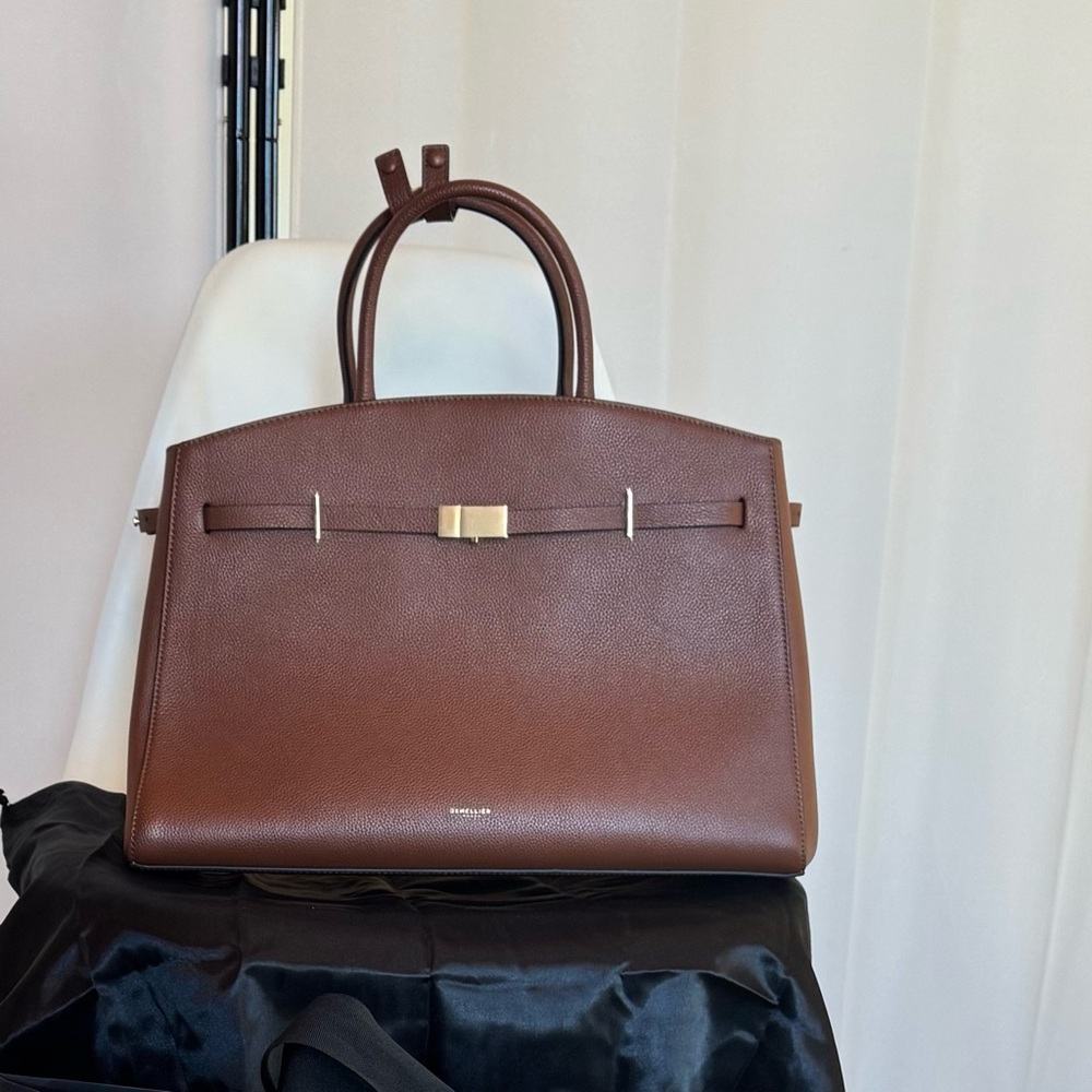 DeMellier Brown Leather top handle hand Bag